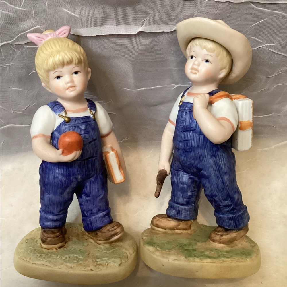 Denim Days Danny & Debbie Figures School Days Homco #1513 Home Interiors 1985